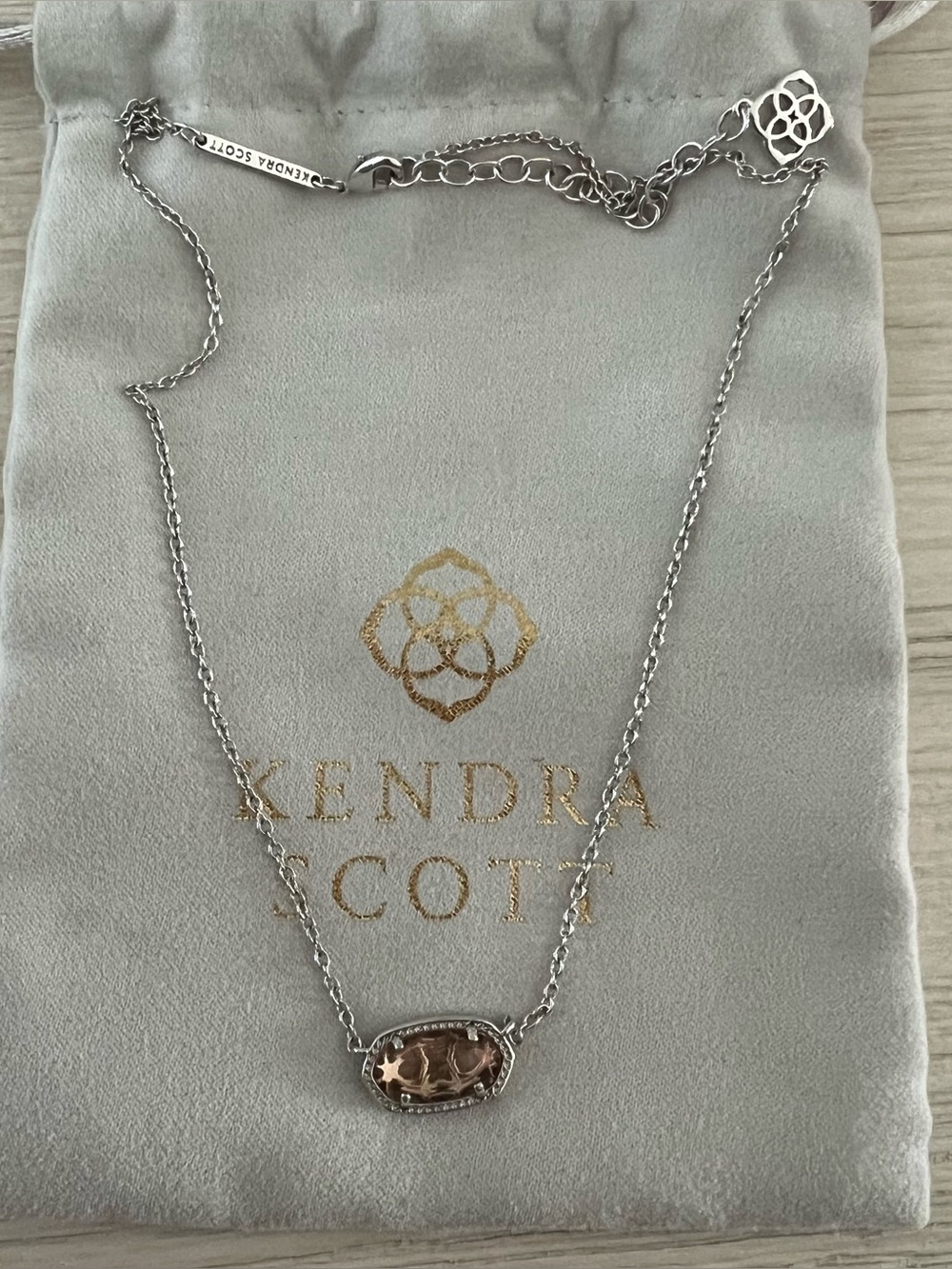 Kendra Scott Elisa Silver Necklace with Blush Stone